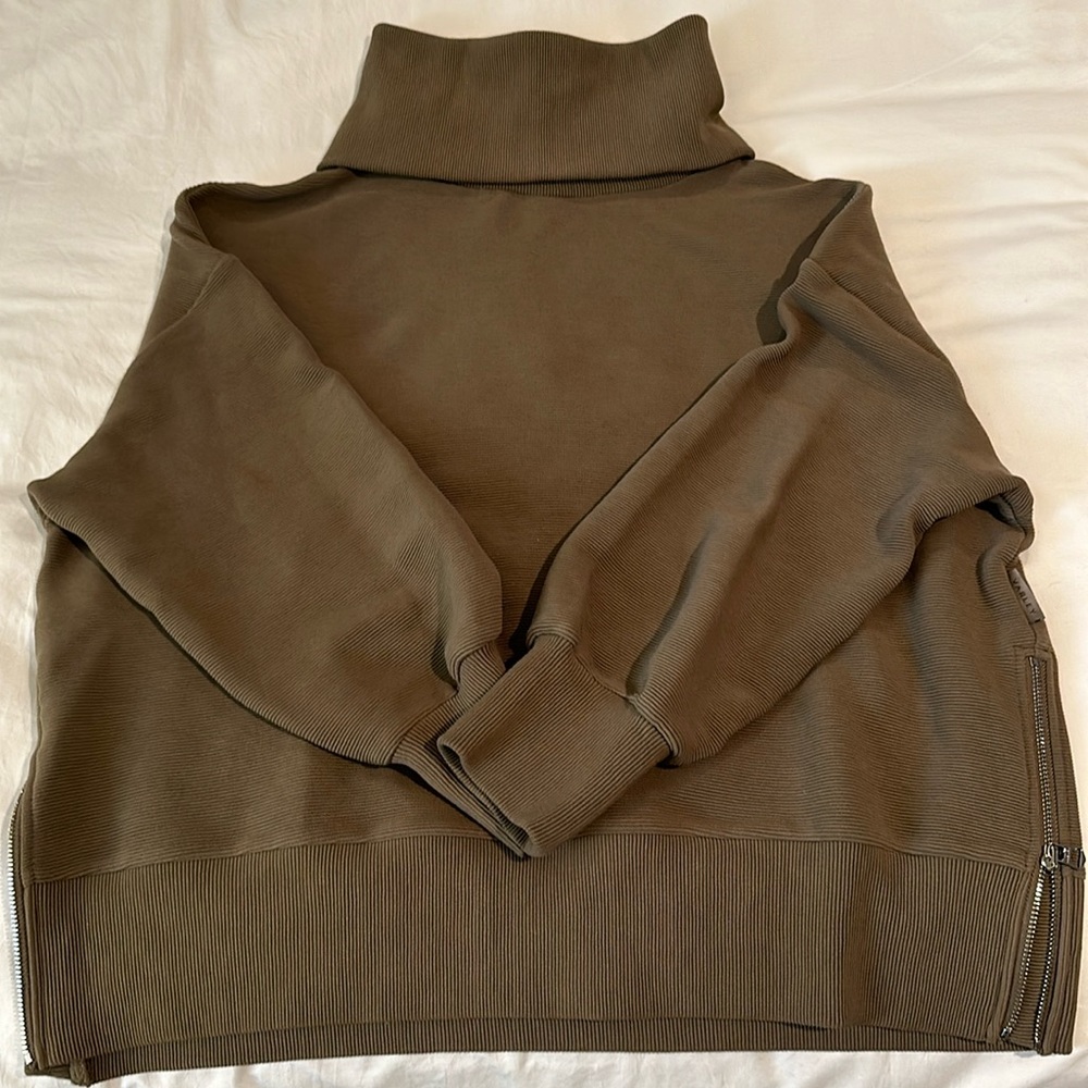 Varley Milton Cowl Neck Sweatshirt Size Large, Color is Stone Olive